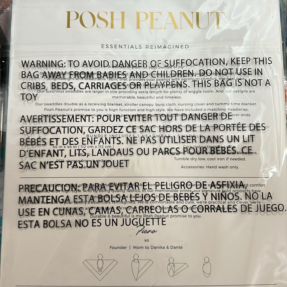 COPY - Posh Peanut bamboo swaddle + headwrap! NIB - Picture 2 of 2